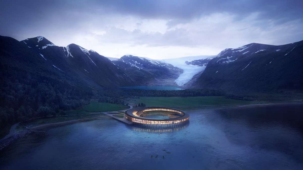 svart ξενοδοχείο νορβηγία κυκλικό πάνω σε παγετώνα πανοραμική