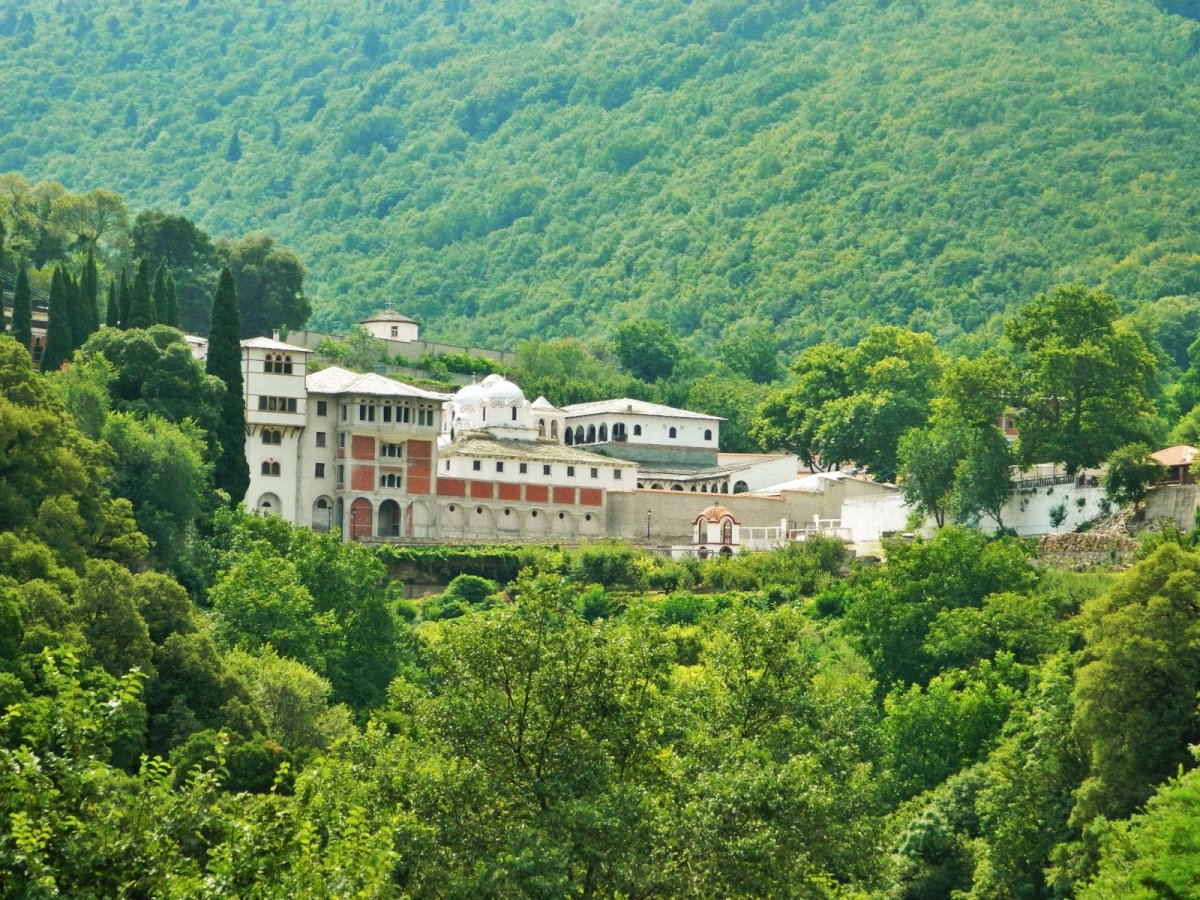 Μοναστήρι παναγία Εικοσιφοινίτισσα παλιαότερο Ευρώπη μέσα στο πράσινο