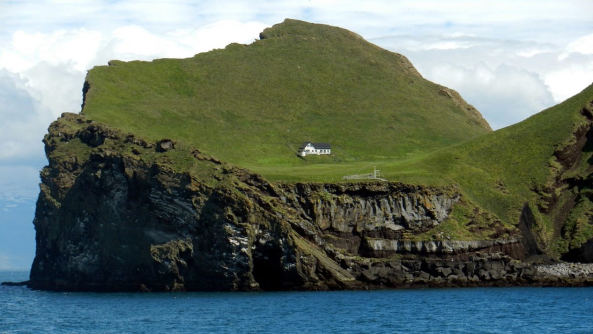 Ellieaey νησί Ισλανδία μοναχικό σπίτι στον κόσμο