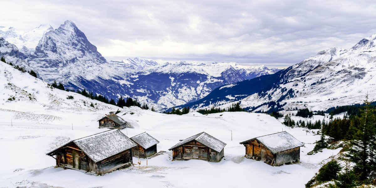 Γκρίντελβαλντ , Ελβετία, χιονισμένο τοπίο